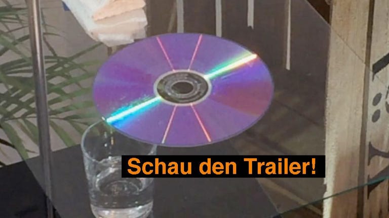 Experiment: CD hängt an der Decke durch Adhäsion
